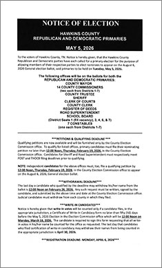 May 5, 2026 Election Notice