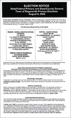 August 6, 2026 Election Notice